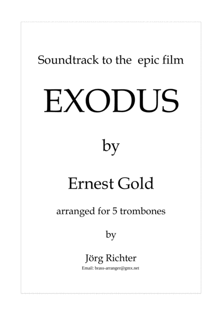 Free Sheet Music Exodus Soundtrack Von Ernest Gold Zum Hollywoodfilm Fr Posaunenquintett