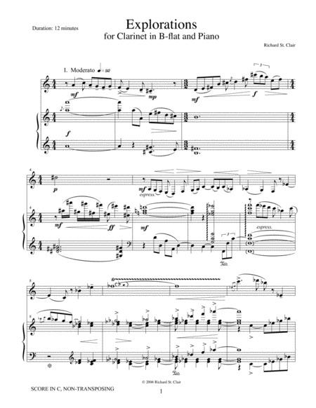 Free Sheet Music Explorations For Clarinet And Piano Score And Part