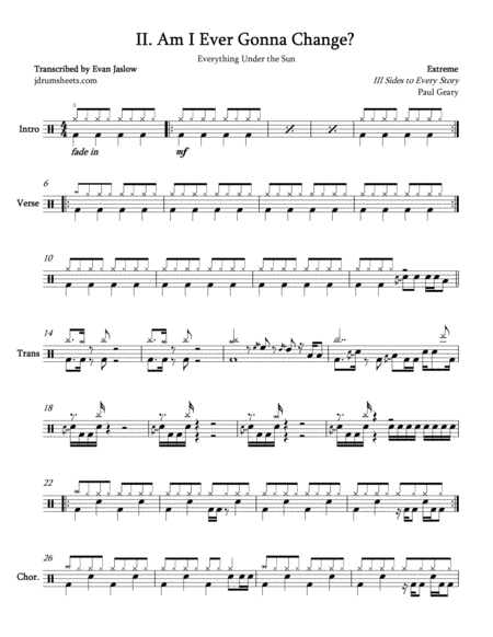 Extreme Ii Am I Ever Gonna Change Sheet Music