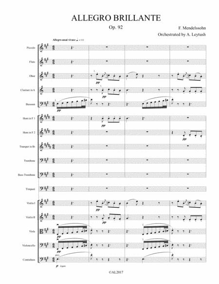 Free Sheet Music F Mendelssohn Allegro Brillante Op 92 Orchestrated By A Leytush