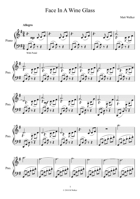 Face In A Wine Glass Piano Solo For Grade 4 Sheet Music