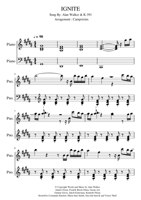 Free Sheet Music Faded Alan Walker Piano Version Music Sheet