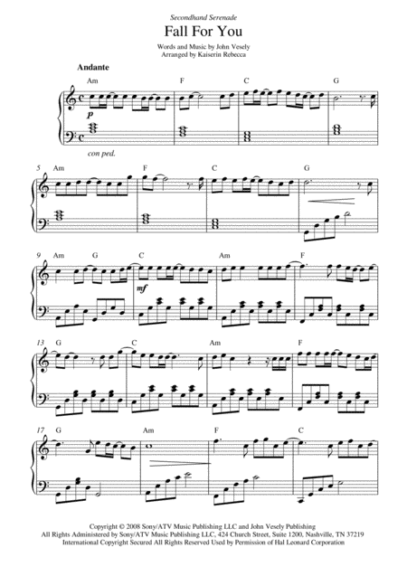 Free Sheet Music Fall For You