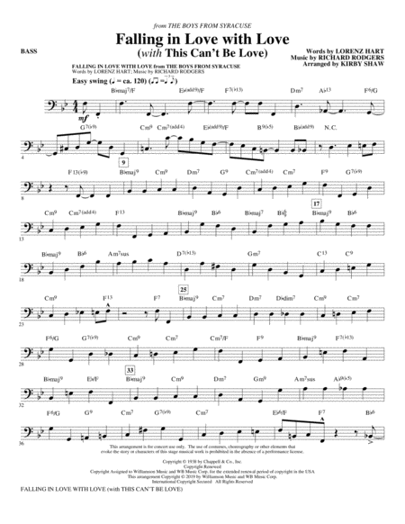Free Sheet Music Falling In Love With Love With This Cant Be Arr Kirby Shaw Bass