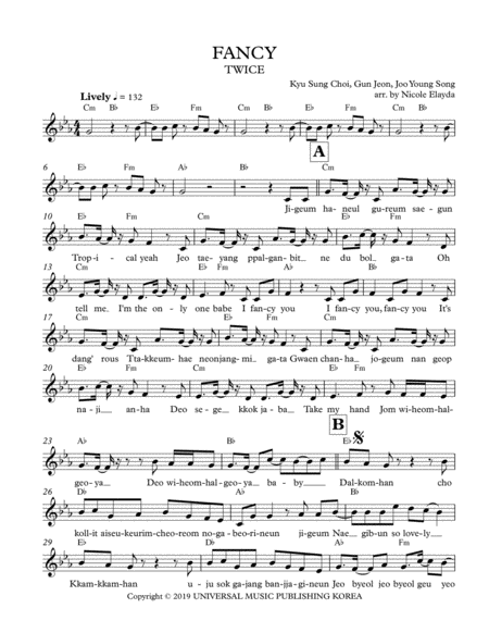 Fancy Twice Lead Sheet Sheet Music