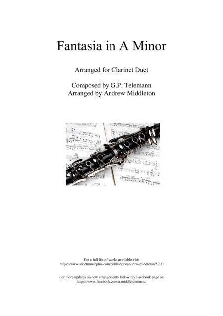 Fantasia In A Minor Arranged For Clarinet Duet Sheet Music