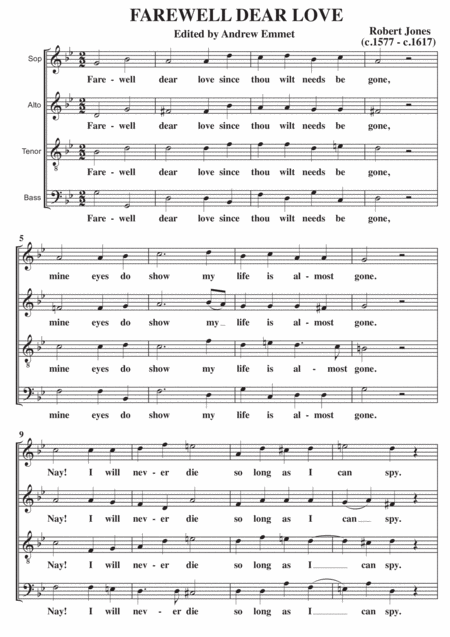 Farewell Dear Love Sheet Music