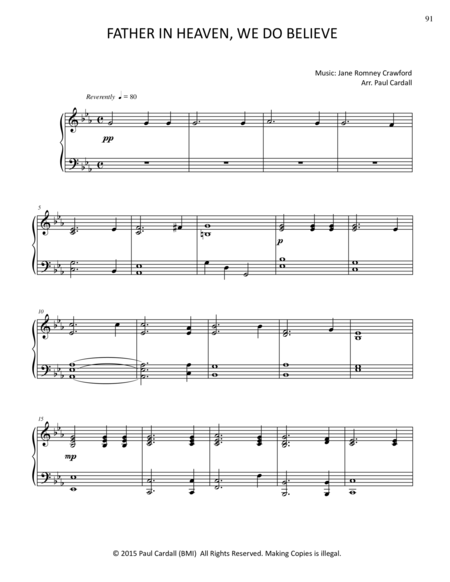 Free Sheet Music Father In Heaven We Do Believe