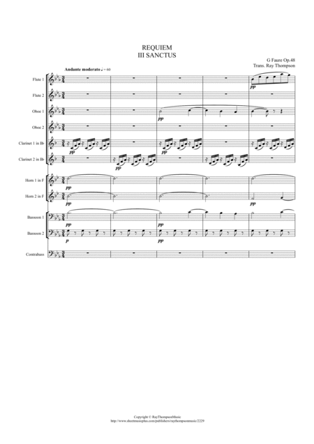 Faur Requiem Op 48 Iii Sanctus Symphonic Wind Bass Sheet Music