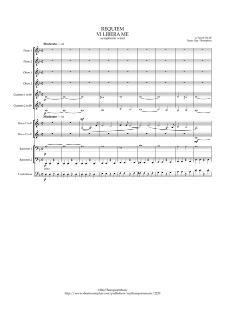 Faur Requiem Op 48 Vi Libera Me Symphonic Wind Bass Sheet Music