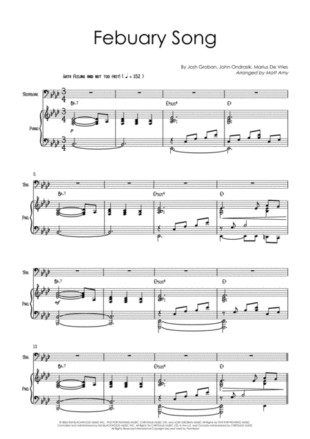 February Song Trombone And Piano Sheet Music