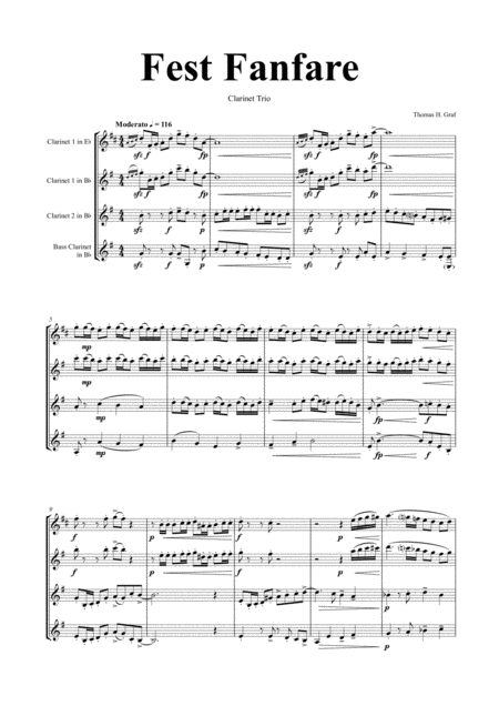 Fest Fanfare Classical Festive Fanfare Opener Clarinet Trio Sheet Music