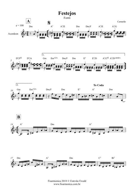 Festejos Camaro Partitura Para Acordeon Sheet Music For Accordion Sheet Music