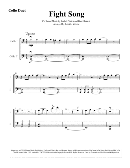 Fight Song 2 Cellos Sheet Music