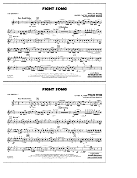 Fight Song Arr Paul Murtha 1st Bb Trumpet Sheet Music