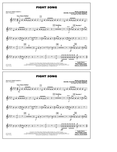 Free Sheet Music Fight Song Arr Paul Murtha Mallet Percussion 1