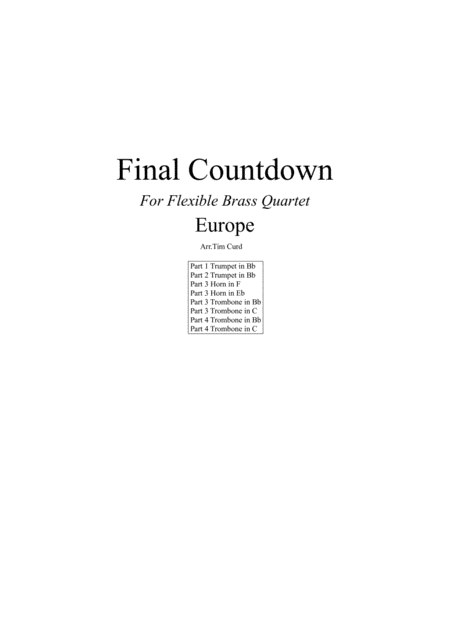 Final Countdown For Flexible Brass Quartet Sheet Music