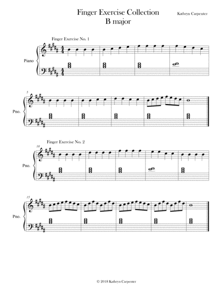 Free Sheet Music Finger Exercise Collection 24 Exercises In B Major