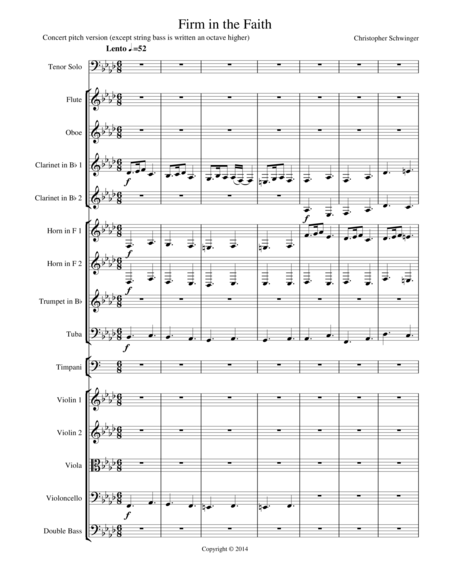 Firm In The Faith For Tenor Solo And Orchestra Part 1 Of 2 Piano Version And Individ Parts Are In Part 2 Sheet Music