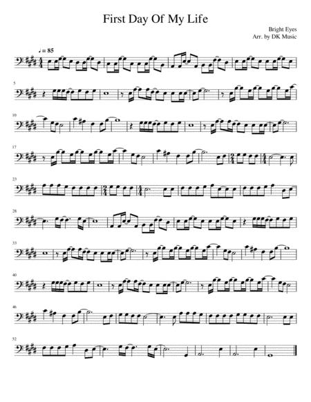 Free Sheet Music First Day Of My Life Cello Solo