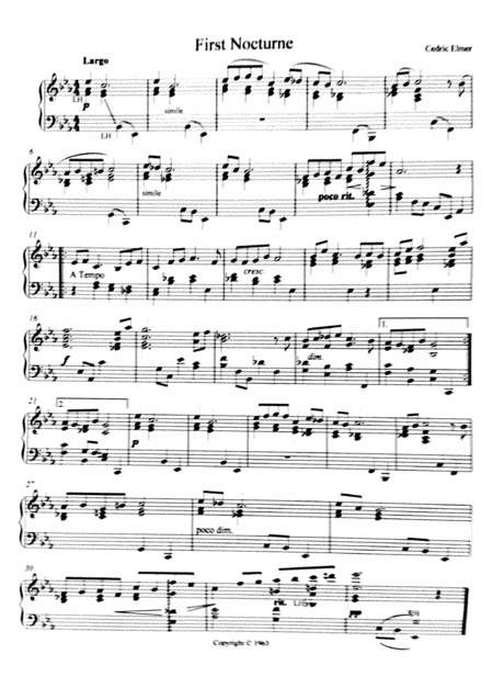 Free Sheet Music First Nocturne For Piano