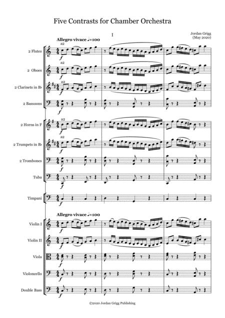 Five Contrasts For Chamber Orchestra Sheet Music