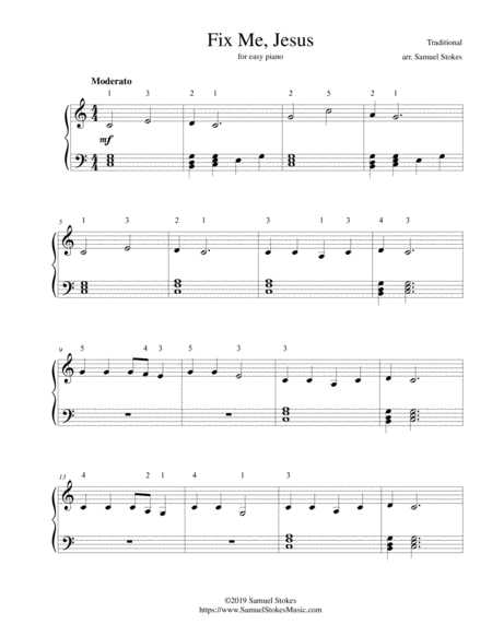 Free Sheet Music Fix Me Jesus For Easy Piano