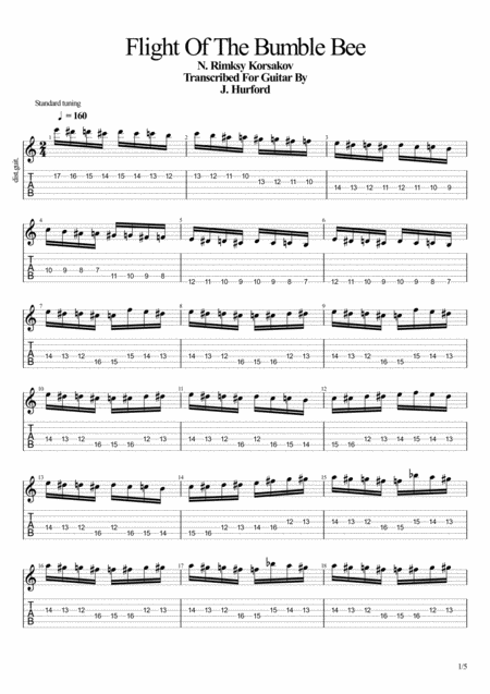 Free Sheet Music Flight Of The Bumble Bee Electric Guitar