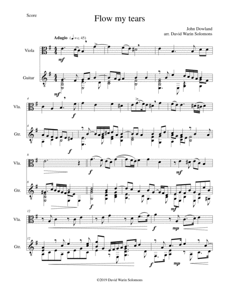 Flow My Tears For Viola And Guitar Without Divisions Sheet Music