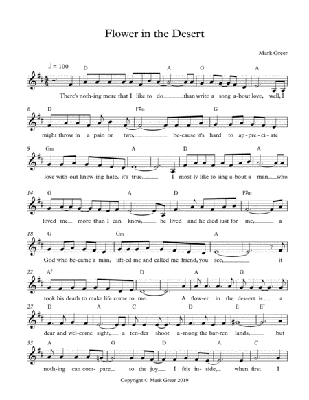 Flower In The Desert Sheet Music