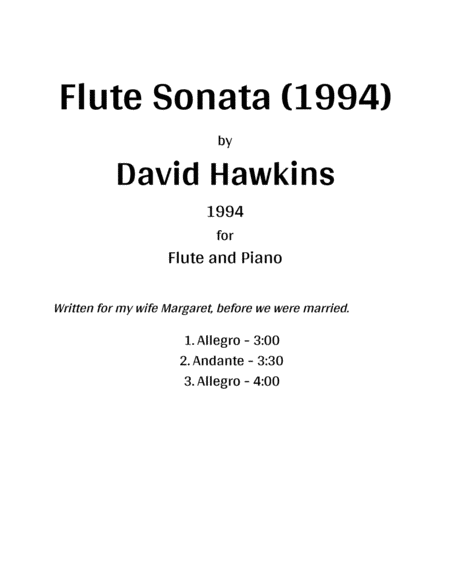 Flute Sonata 1994 Sheet Music