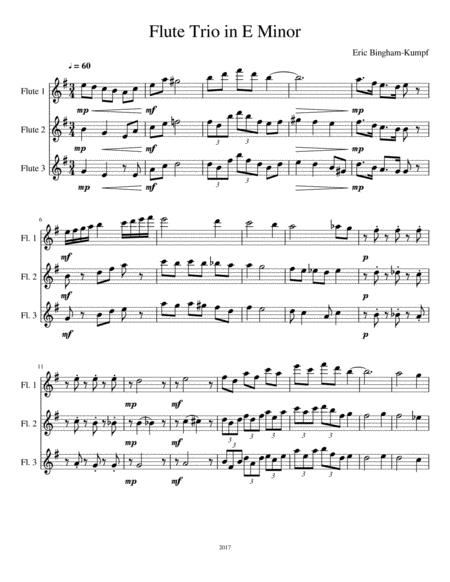 Free Sheet Music Flute Trio In E Minor