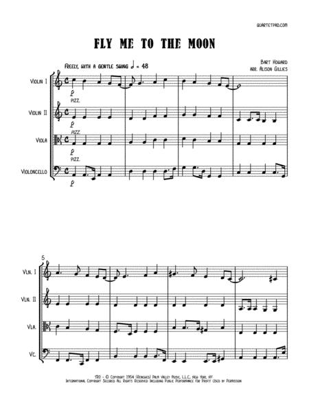 Free Sheet Music Fly Me To The Moon In Other Words String Quartet