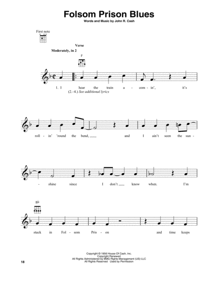 Folsom Prison Blues Sheet Music