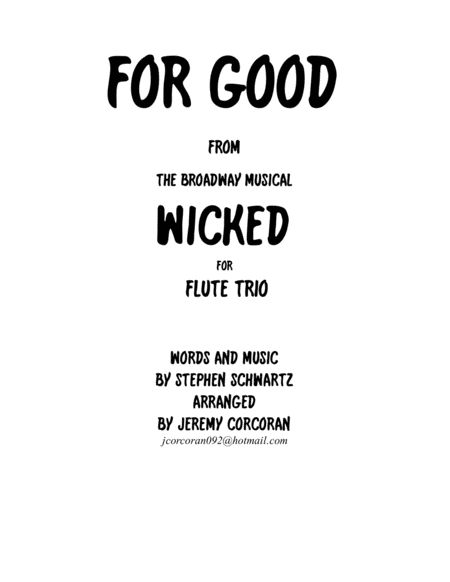 For Good For Three Flutes Sheet Music