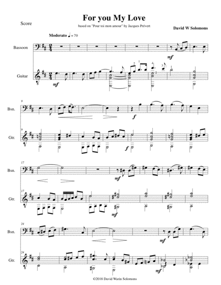 Free Sheet Music For You My Love For Bassoon And Guitar