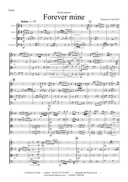 Forever Mine String Quartet Sheet Music