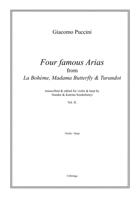 Free Sheet Music Four Famous Puccini Arias For Violin Harp Vol 2