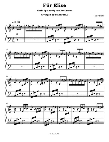 Free Sheet Music Fr Elise Beethoven Easy Piano