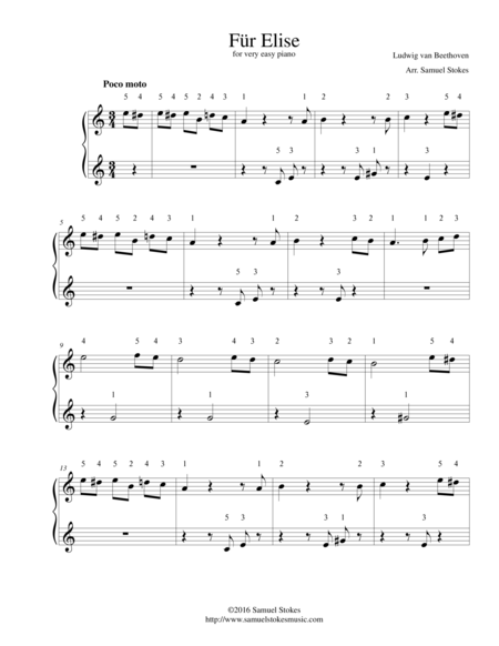 Fr Elise For Very Easy Piano Sheet Music