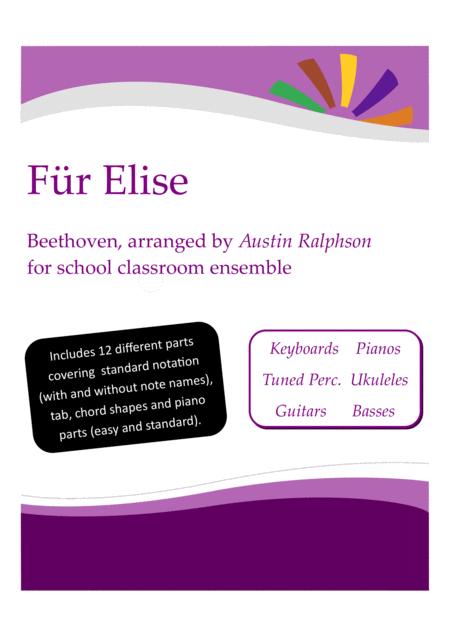 Fr Elise Fur Elise With Backing Track Western Classical Music Classroom Ensemble Keyboards Ukuleles Guitars Basses Tuned Percussion Piano Sheet Music