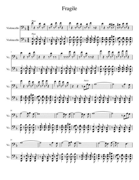 Fragile Cello Duet Sheet Music