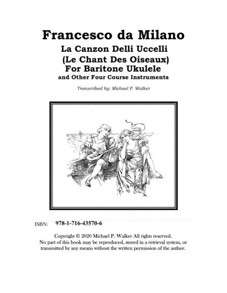 Francesco Da Milano La Canzon Delli Uccelli Transcribed For Baritone Ukulele Sheet Music