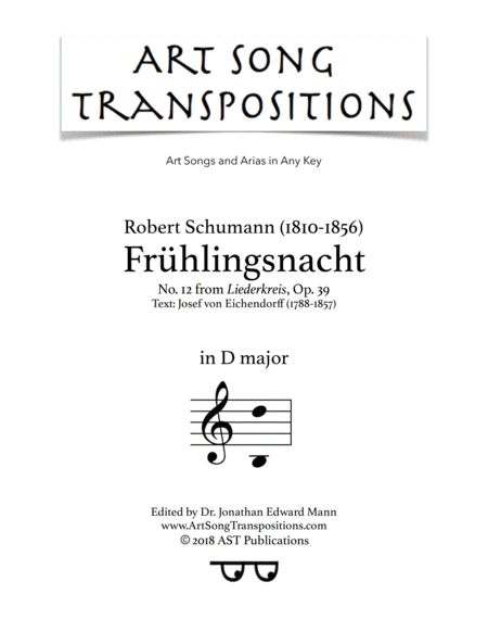 Frhlingsnacht Op 39 No 12 D Major Sheet Music