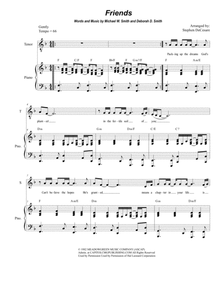 Free Sheet Music Friends Duet For Soprano And Tenor Solo