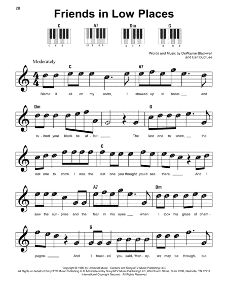 Free Sheet Music Friends In Low Places