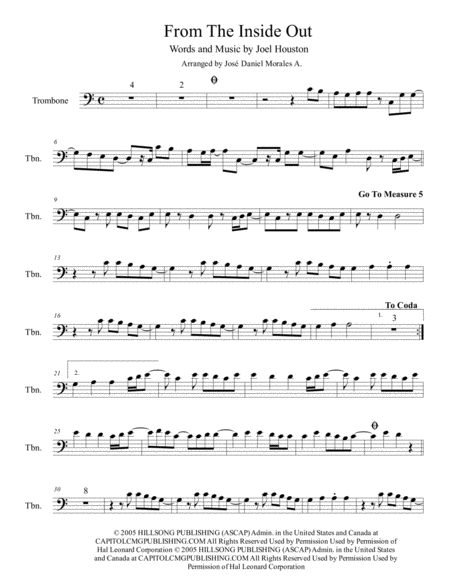 Free Sheet Music From The Inside Out For Tenor Trombone