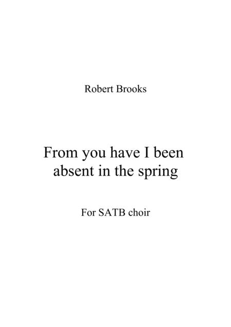 From You Have I Been Absent In The Spring Sheet Music