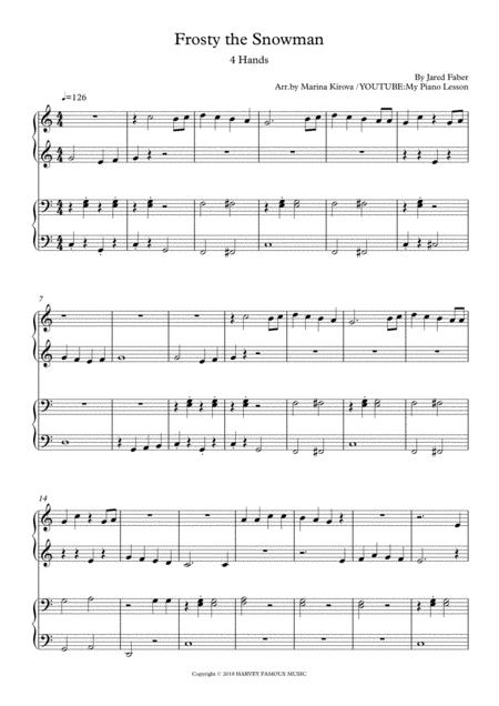 Frosty The Snowman Easy Piano 4 Hands Duet In Easy To Read Format Sheet Music