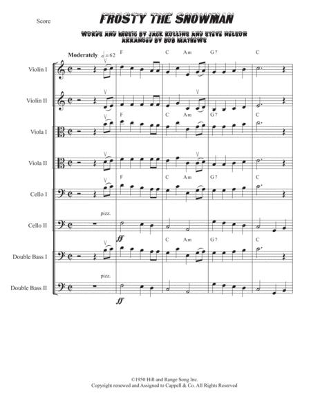 Frosty The Snowman For Violin Viola Cello Bass Solo Or Ensemble Sheet Music